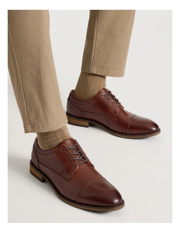 Sergio Leather Toe Cap Lace Up in Cognac image 2