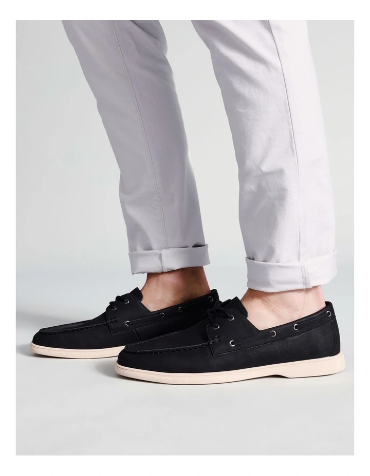 Malaga Boat Shoe in Black image 2