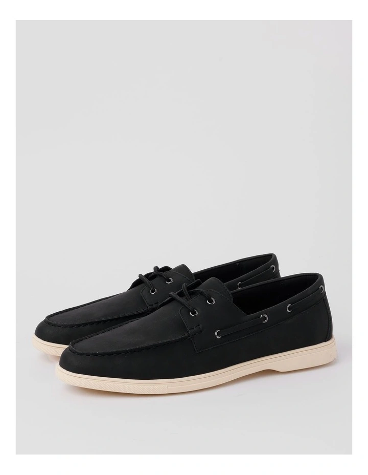 Malaga Boat Shoe in Black image 3