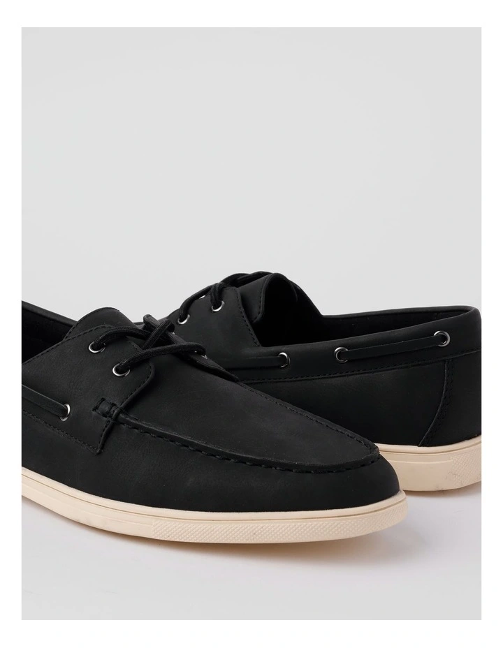 Malaga Boat Shoe in Black image 5