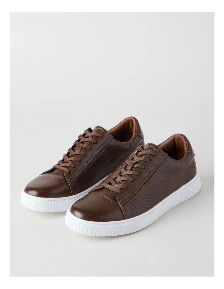 Fox Leather Sneaker in Tan image 3