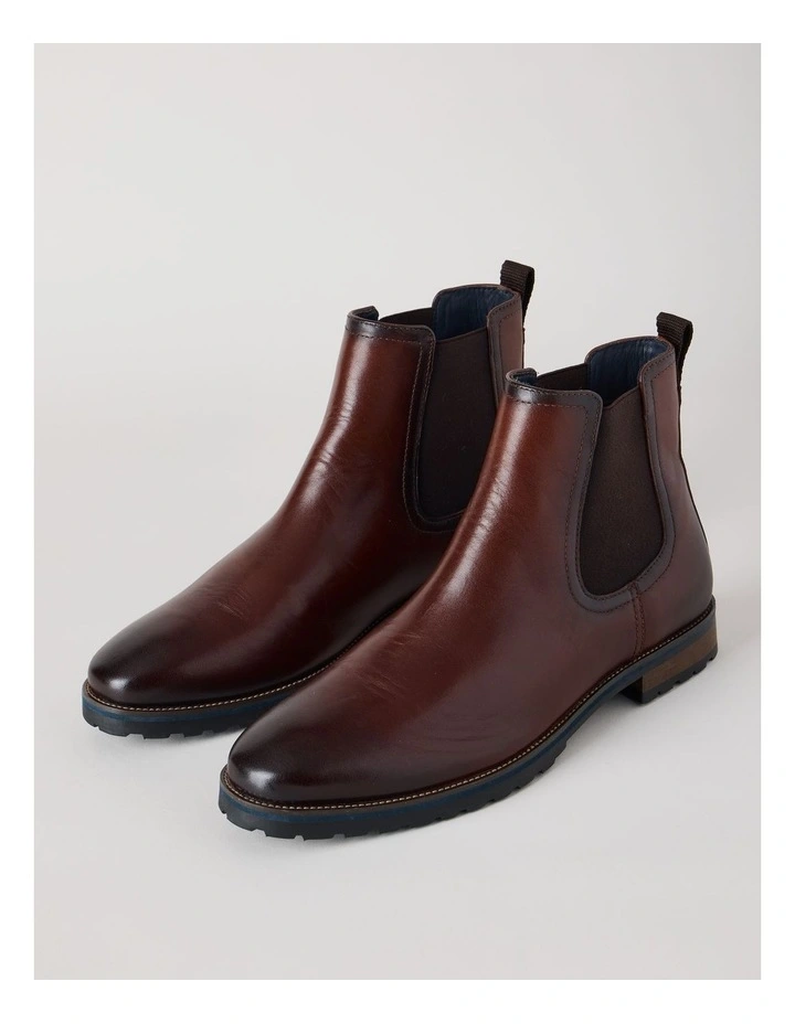 Harvey Leather Chelsea Boot in Cognac image 4