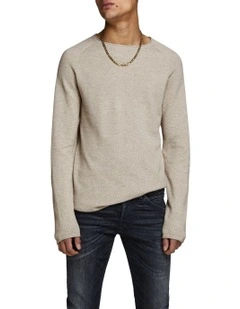 Hill Crew Neck Knit Sweater in Oatmeal Beige