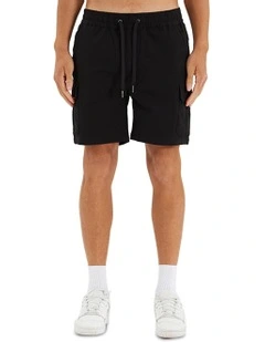 S150 Slim Stretch Cargo Short in Black