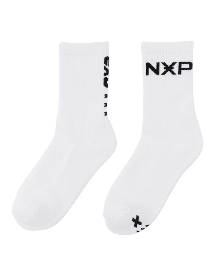 Destruction Mid Sock 2 Pack in White image 1