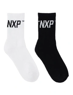 Final Mid Sock 2 Pack in White/Black