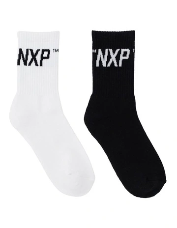 Final Mid Sock 2 Pack in White/Black