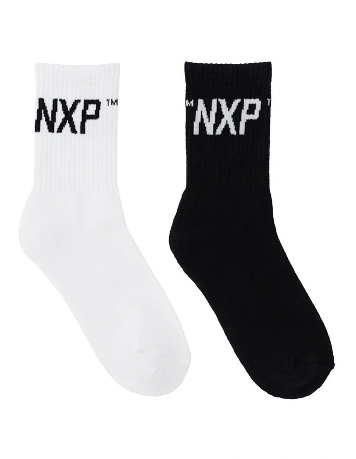 Final Mid Sock 2 Pack in White/Black image 1