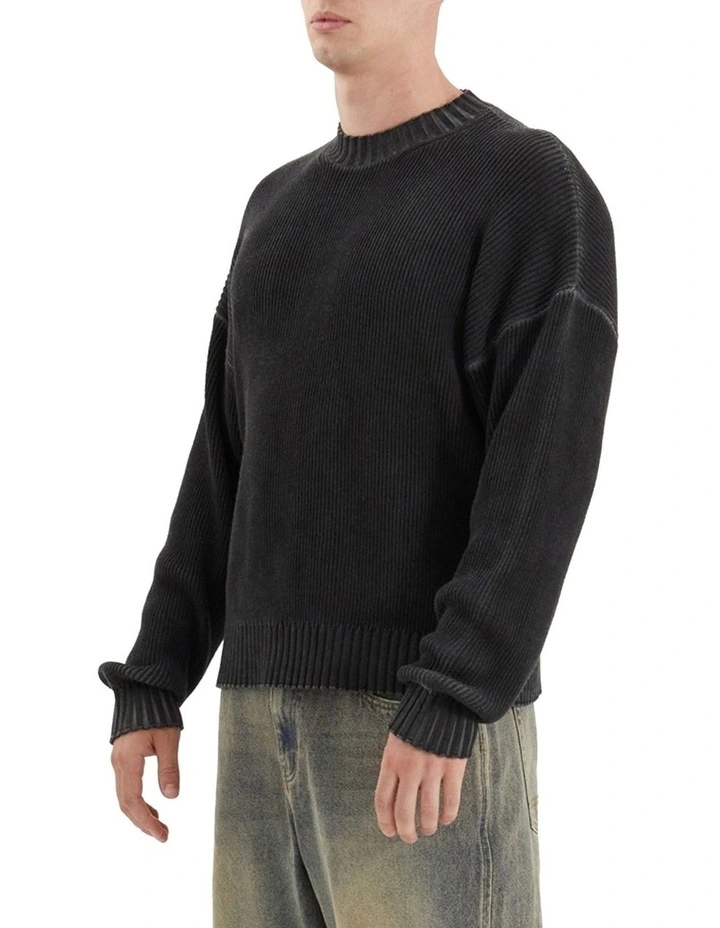 Pershore Knit Jumper in Oil Wash Black image 3