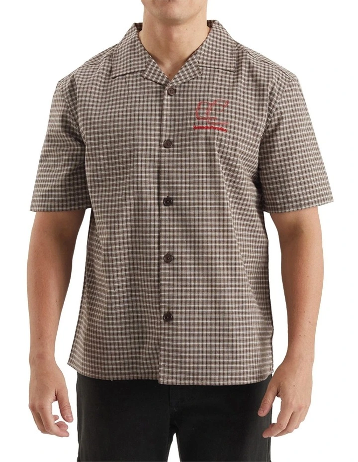 Tessa Resort Crop Shirt in Brown Checks image 1