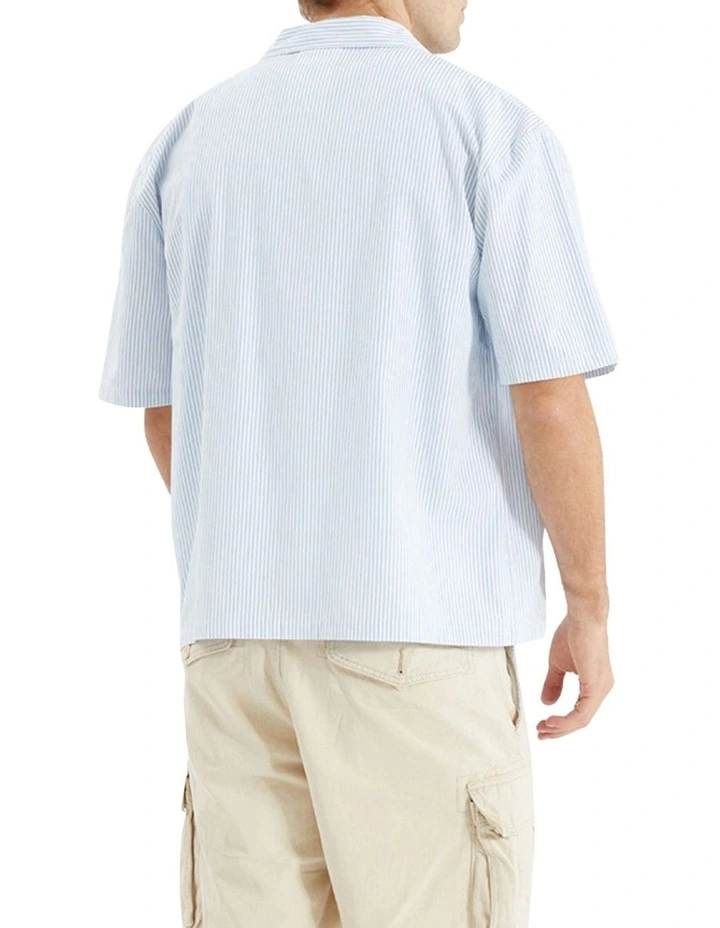 Creek Oversized Dress Shirt in Blue/White Stripe image 2