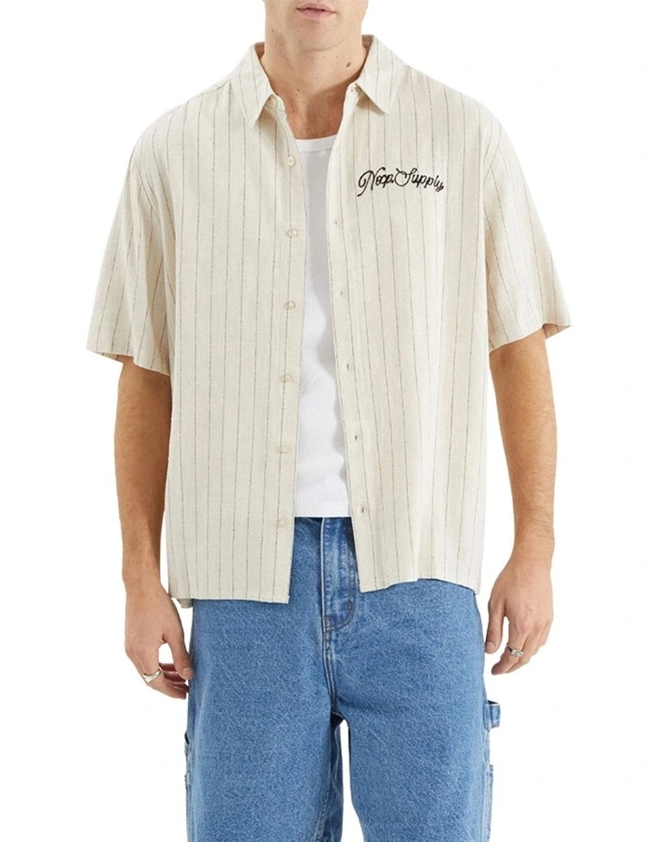 High Life Skate Shirt in Oatmeal/Black Stripe image 1