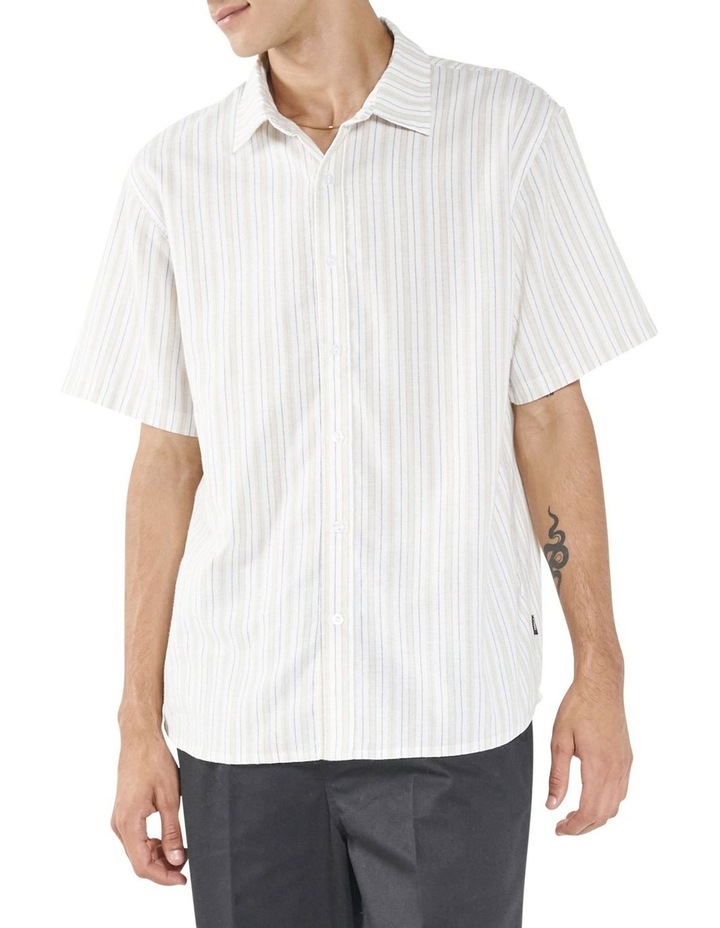 Palm Stripe Short Sleeve Shirt In