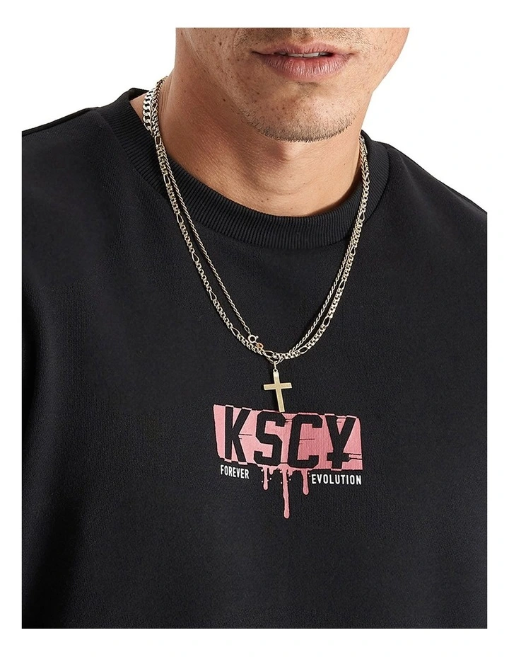 Santa Ana Layered Dual Curved Sweater in Jet Black image 3