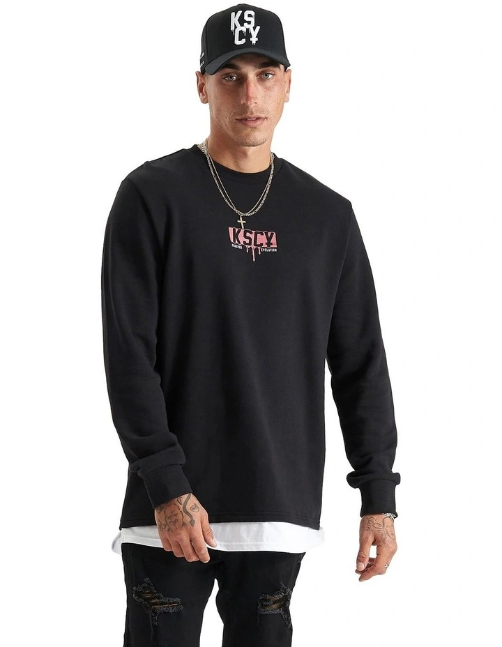 Santa Ana Layered Dual Curved Sweater in Jet Black image 4
