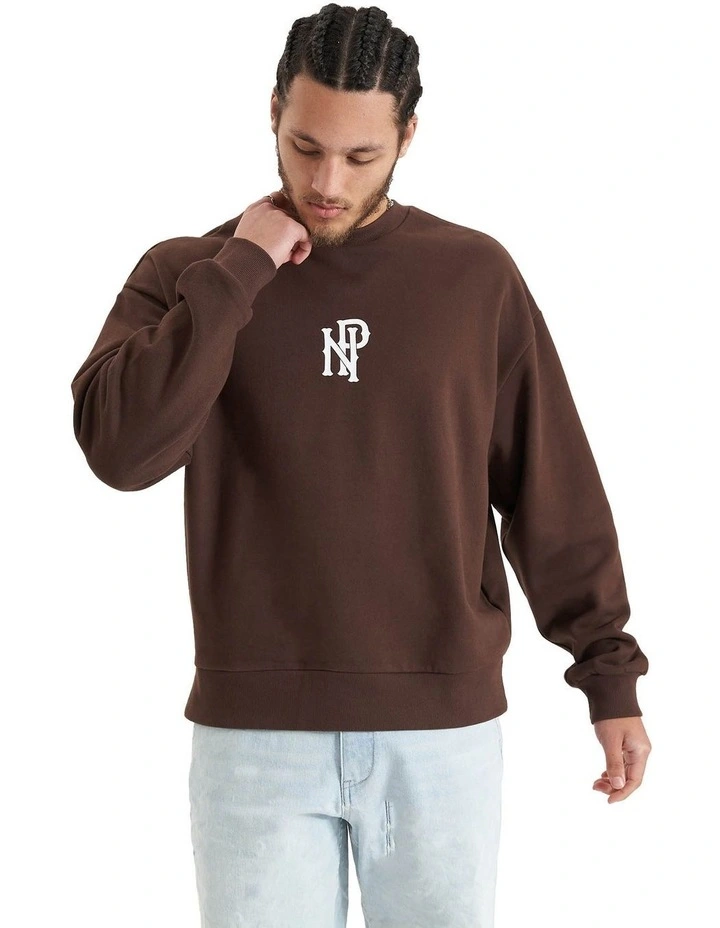 Exposed Heavy Box Fit Sweater in Shaved Chocolate image 1