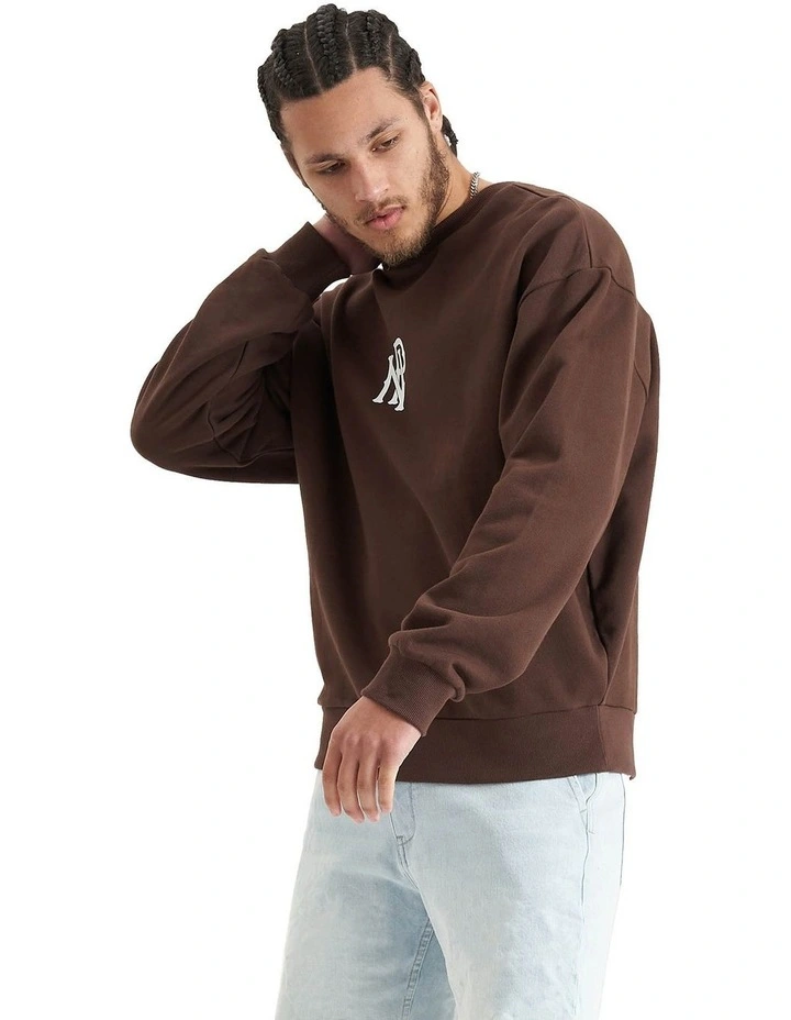 Exposed Heavy Box Fit Sweater in Shaved Chocolate image 3