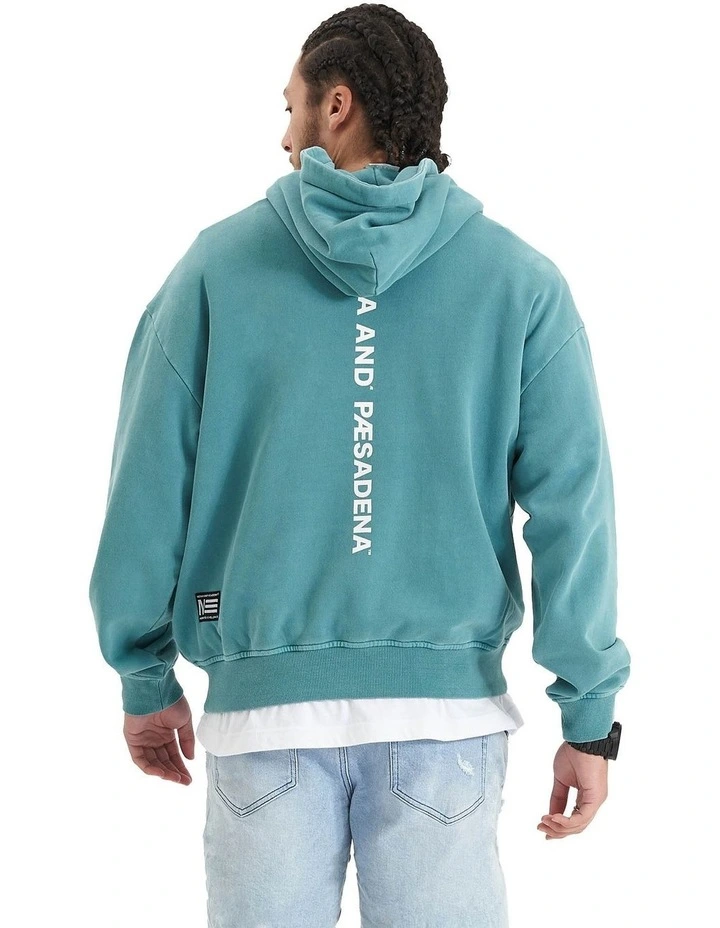 Umpire Heavy Box Fit Hooded Sweater in Pigment Teal image 3