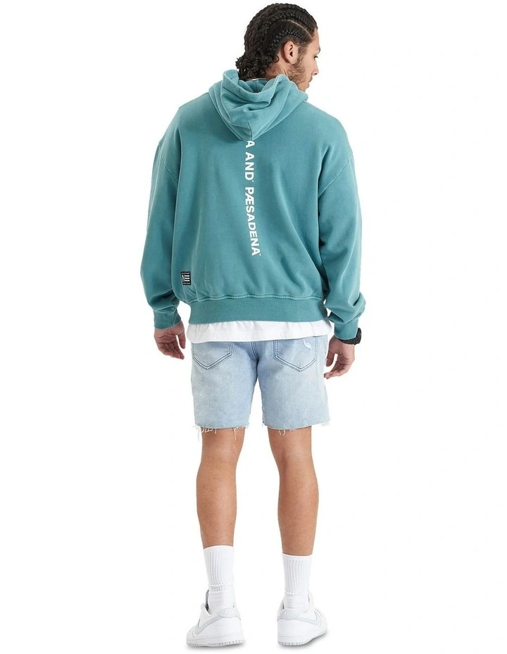 Umpire Heavy Box Fit Hooded Sweater in Pigment Teal image 4
