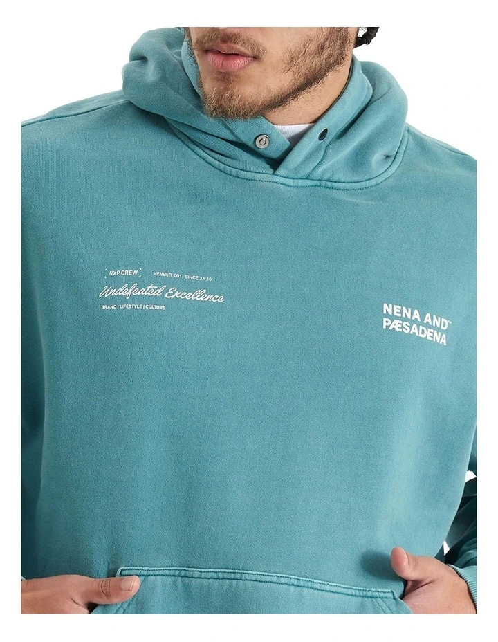 Umpire Heavy Box Fit Hooded Sweater in Pigment Teal image 5