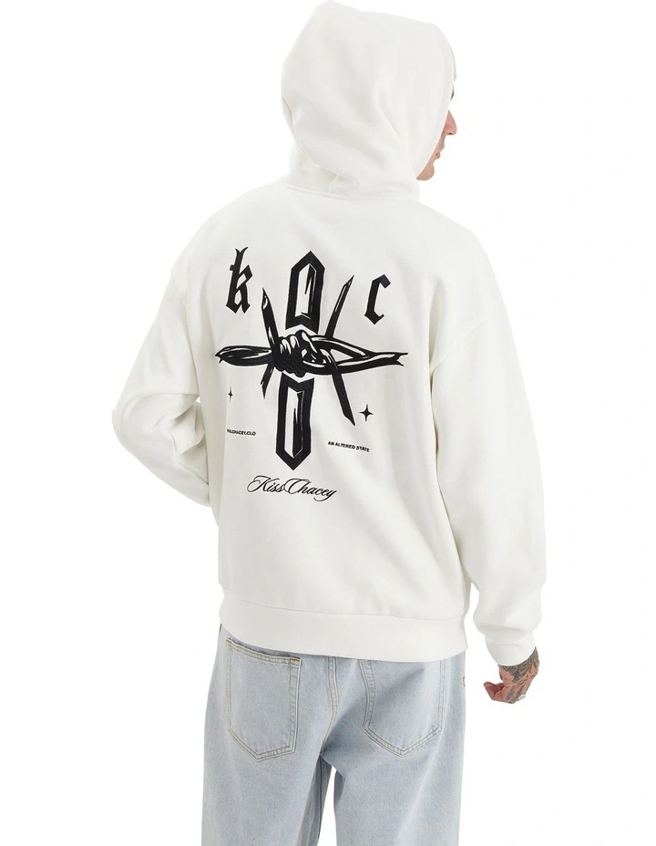 Chained Heavy Relaxed Hooded Sweater in Natural White image 1