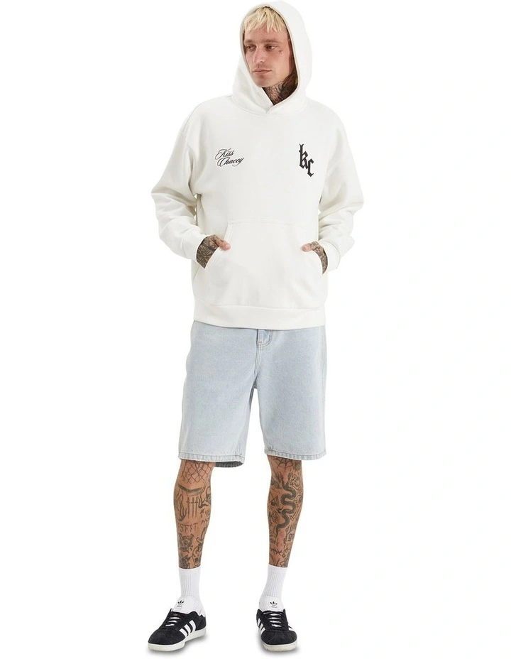 Chained Heavy Relaxed Hooded Sweater in Natural White image 3