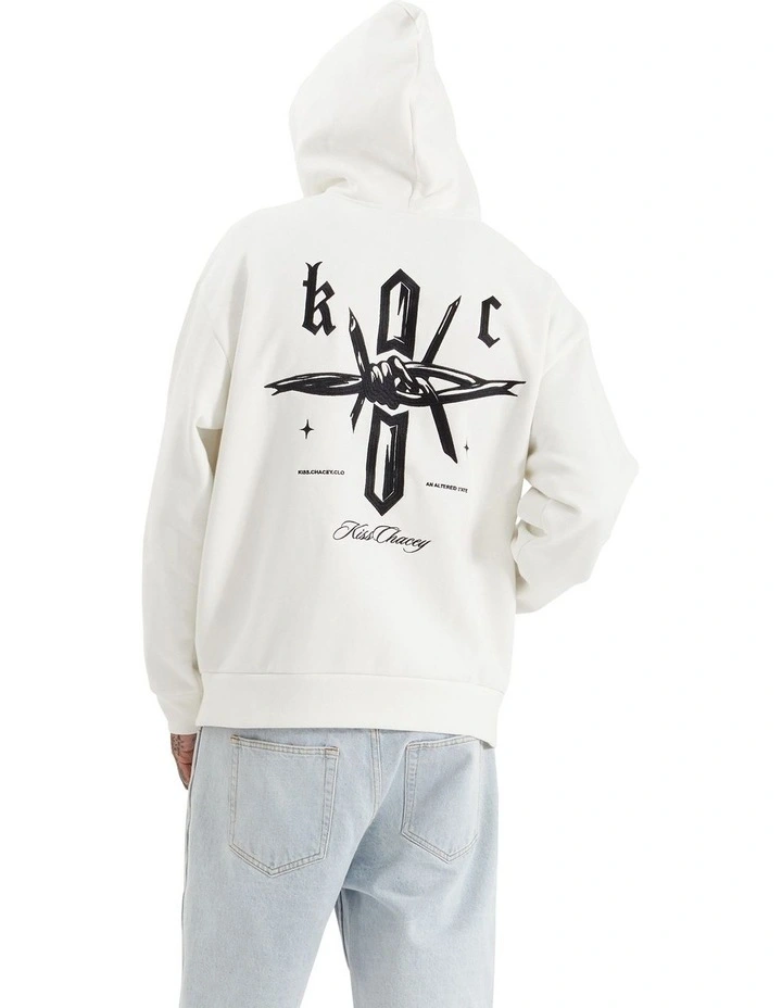 Chained Heavy Relaxed Hooded Sweater in Natural White image 4
