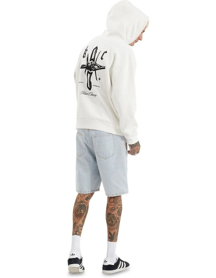 Chained Heavy Relaxed Hooded Sweater in Natural White image 5