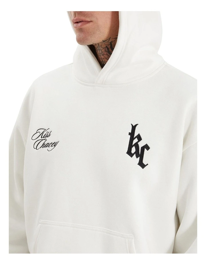 Chained Heavy Relaxed Hooded Sweater in Natural White image 6