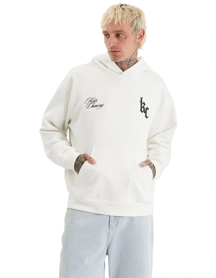 Chained Heavy Relaxed Hooded Sweater in Natural White image 7
