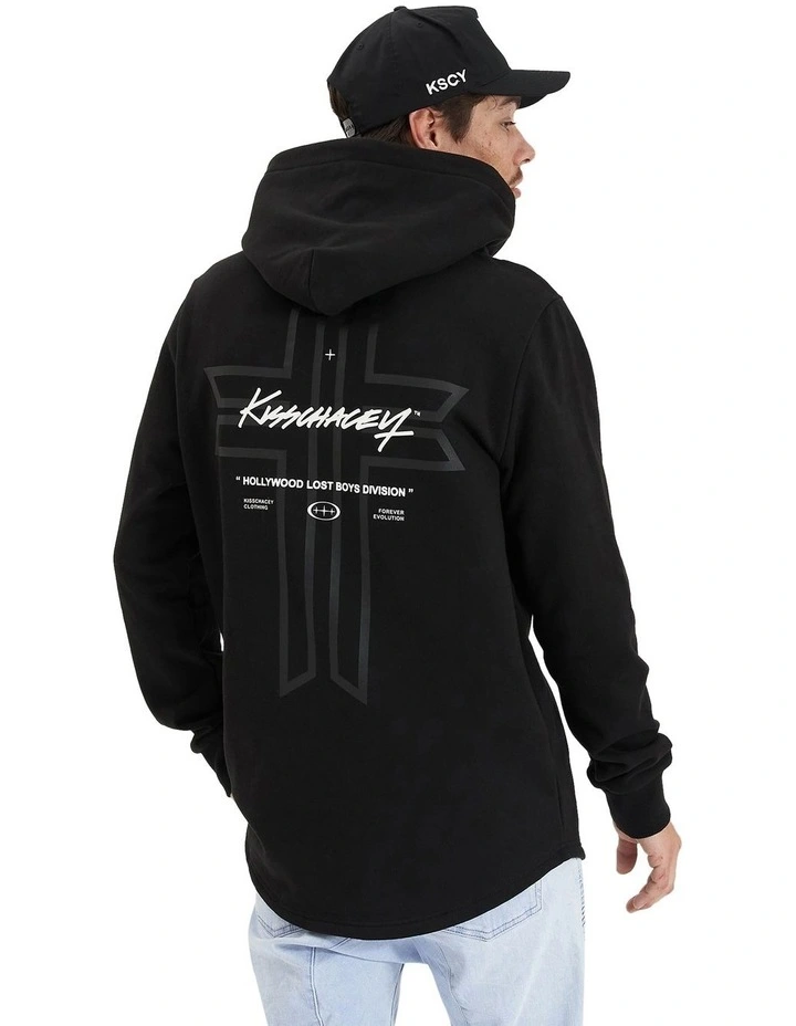 Zenth Heavy Hooded Dual Curved Sweater in Black image 2