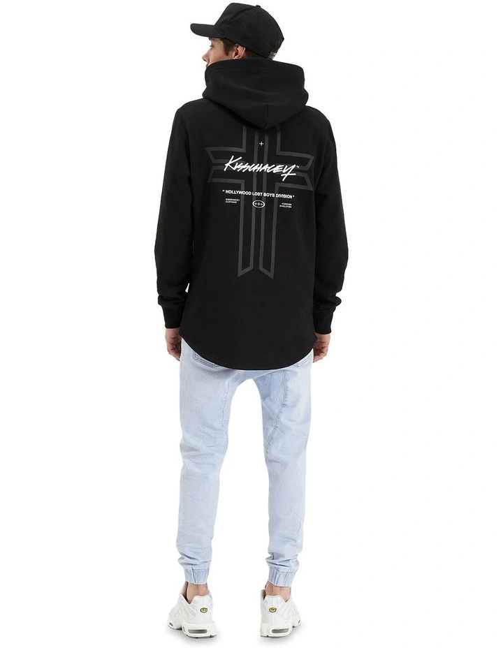 Zenth Heavy Hooded Dual Curved Sweater in Black image 3