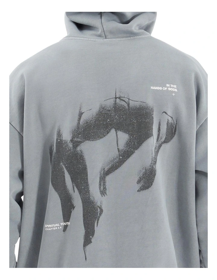 Faded Heavy Relaxed Hooded Sweater in Pigment Ultimate Grey image 4
