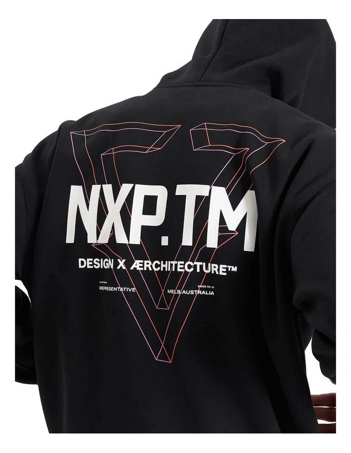 The Shard Heavy Box Fit Hooded Sweater in Jet Black image 3