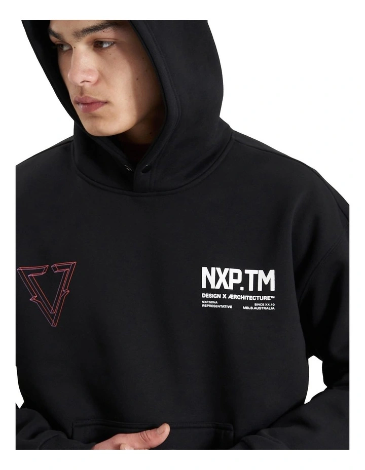 The Shard Heavy Box Fit Hooded Sweater in Jet Black image 4