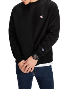 Reverse Weave Crew Sweat Black
