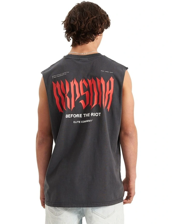 Riot Relaxed Muscle Tee in Pigment Black image 1