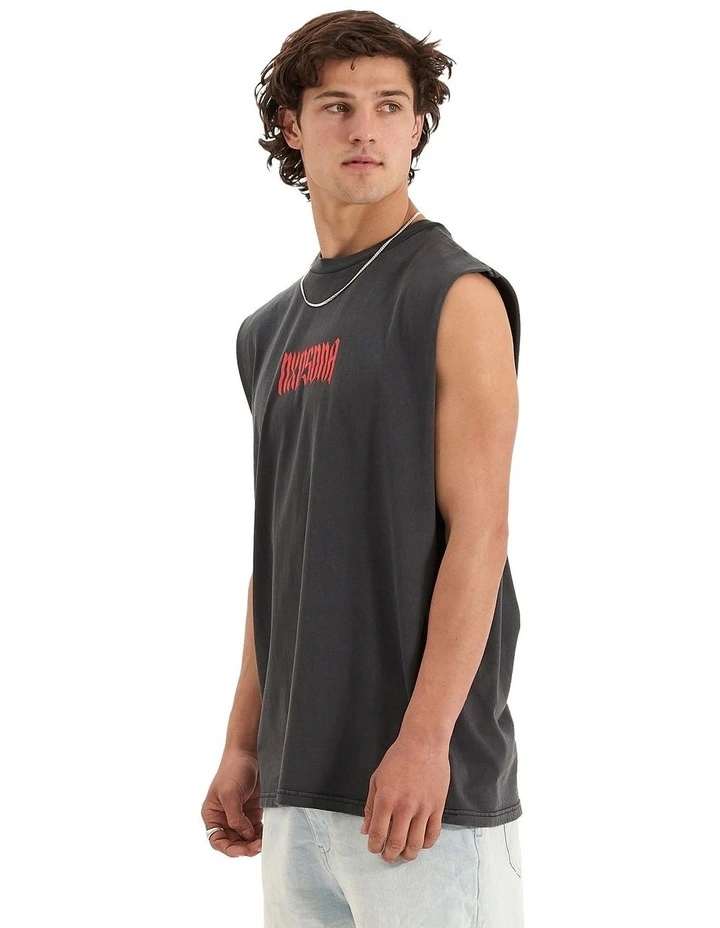 Riot Relaxed Muscle Tee in Pigment Black image 2