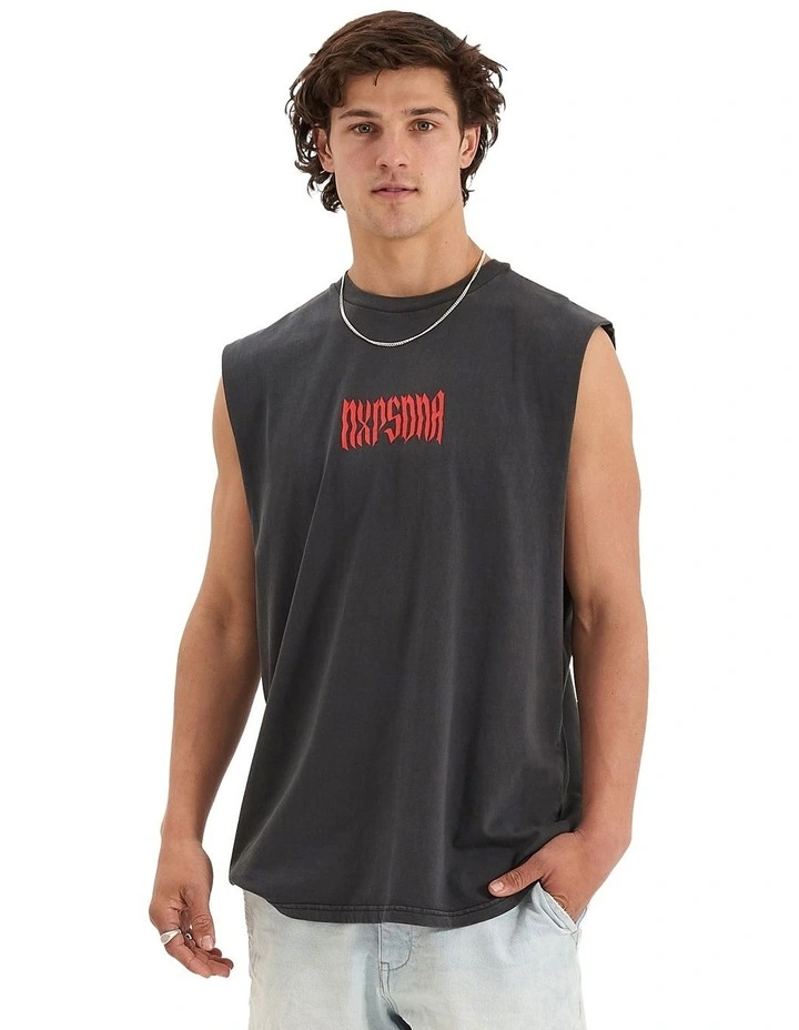 Riot Relaxed Muscle Tee in Pigment Black image 3