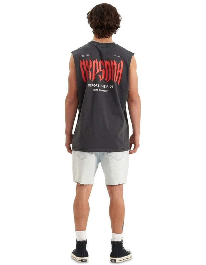 Riot Relaxed Muscle Tee in Pigment Black image 4