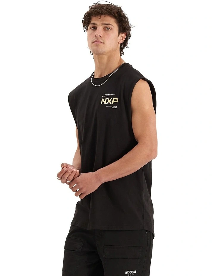 Beamer Scoop Back Muscle Tee in Jet Black image 2