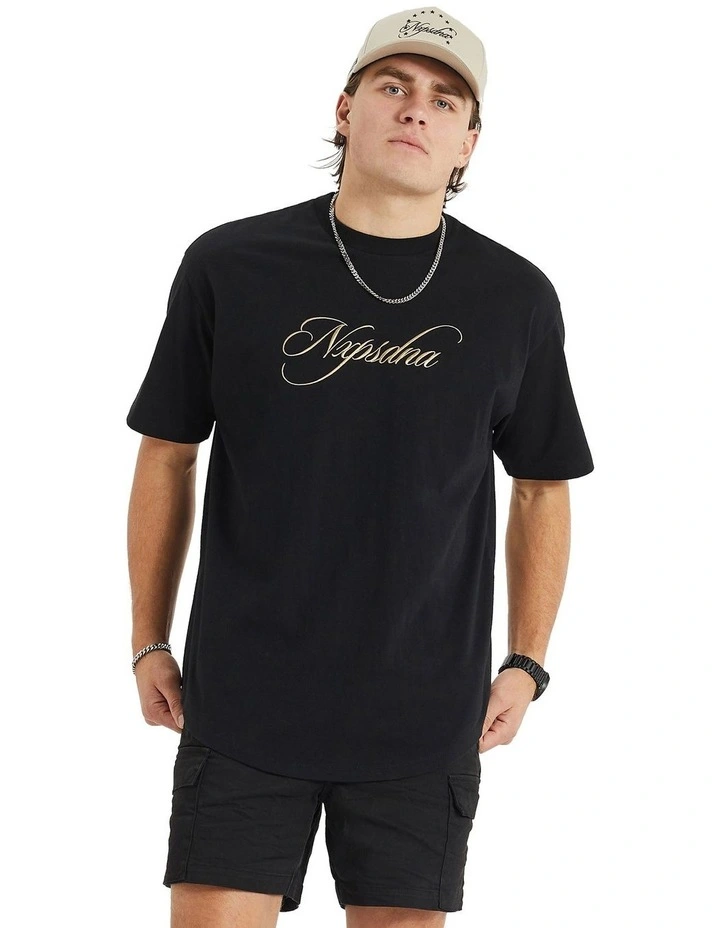 Lafayette Heavy Box Fit Scoop Tee in Black image 1