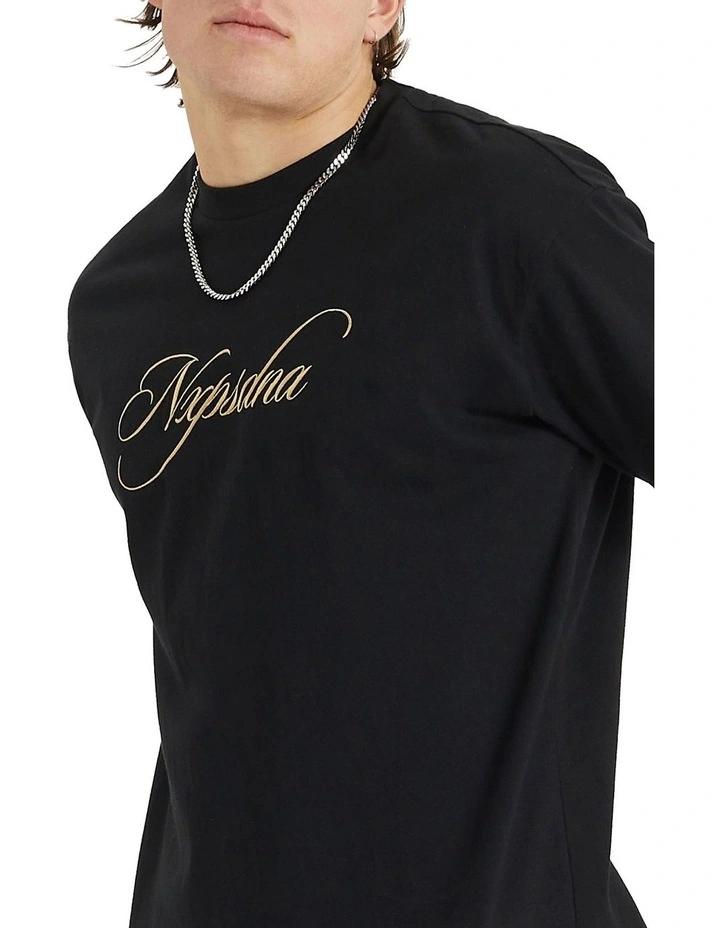 Lafayette Heavy Box Fit Scoop Tee in Black image 3