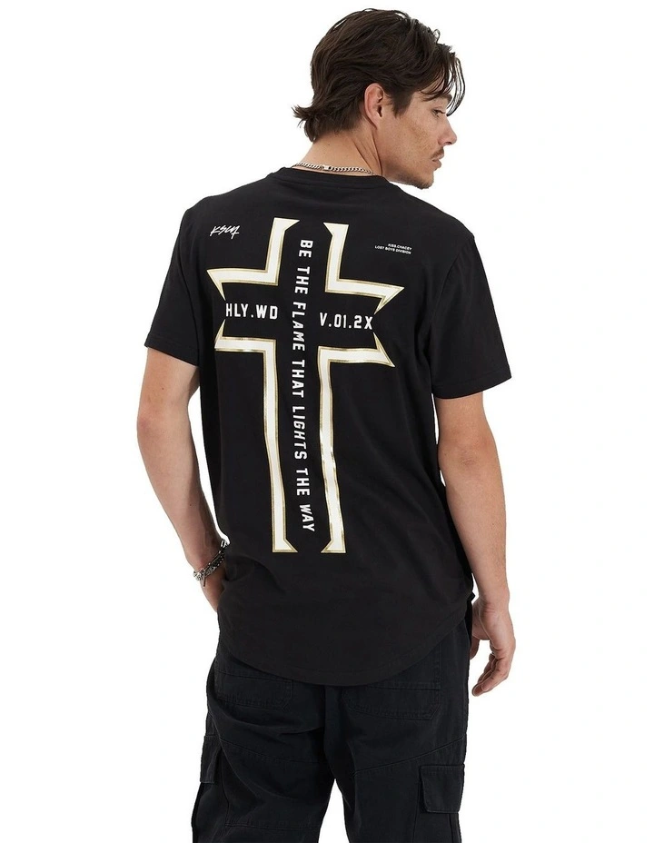 Flame Dual Curved Tee in Jet Black image 1