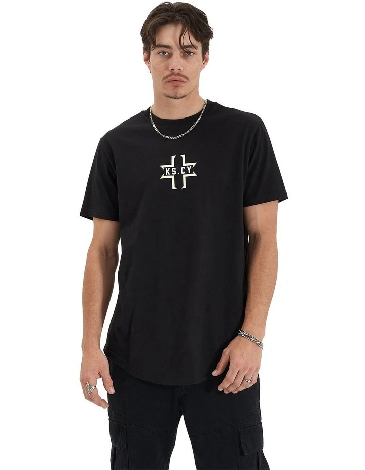 Flame Dual Curved Tee in Jet Black image 2