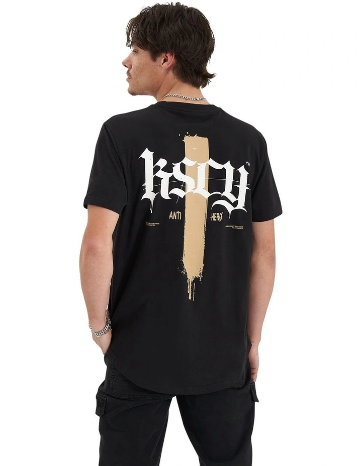 Strayverse Dual Curved Tee in Jet Black image 2