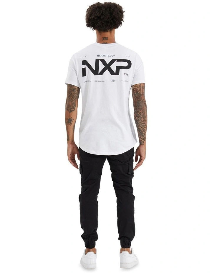 Lostford Dual Curved Tee in White image 2