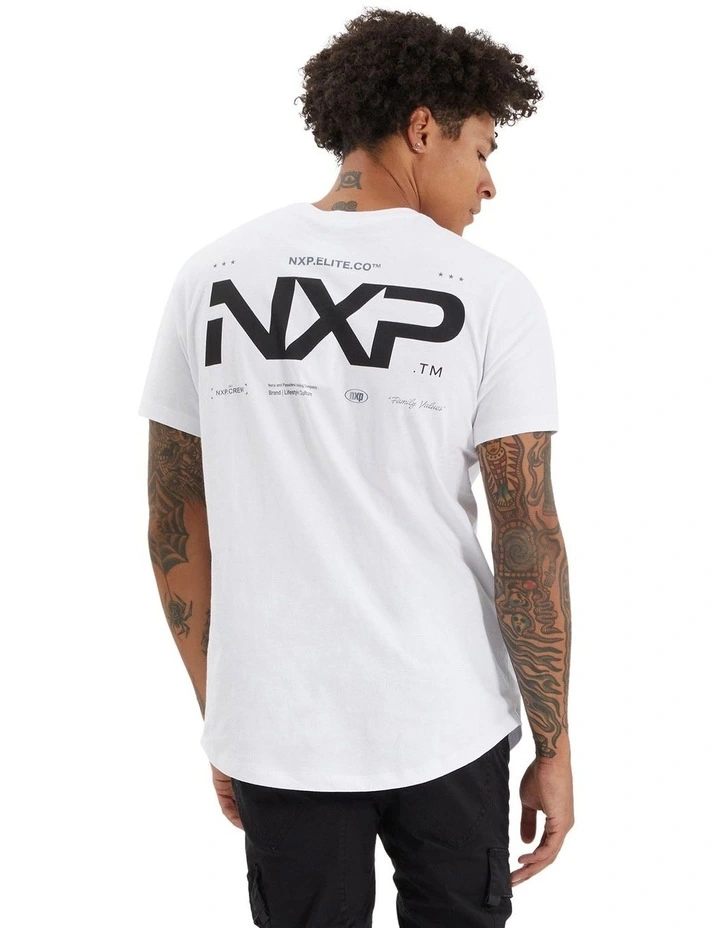 Lostford Dual Curved Tee in White image 3
