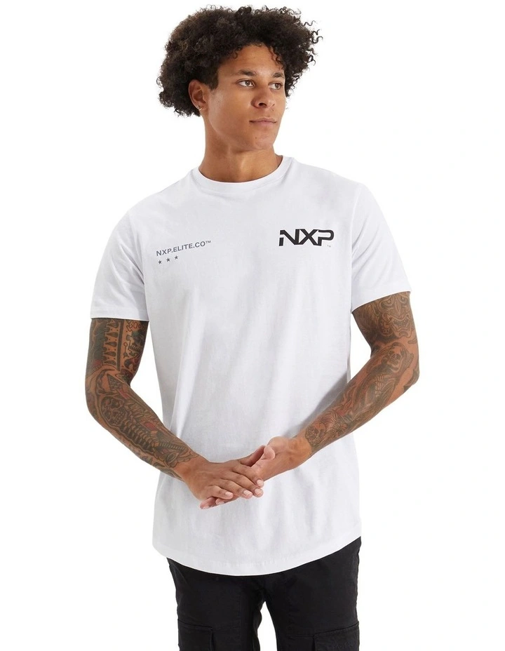 Lostford Dual Curved Tee in White image 5