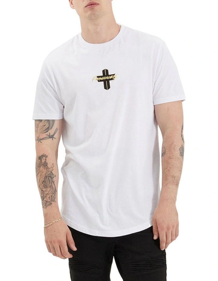 Prudheo Dual Curved Tee in Optical White image 1